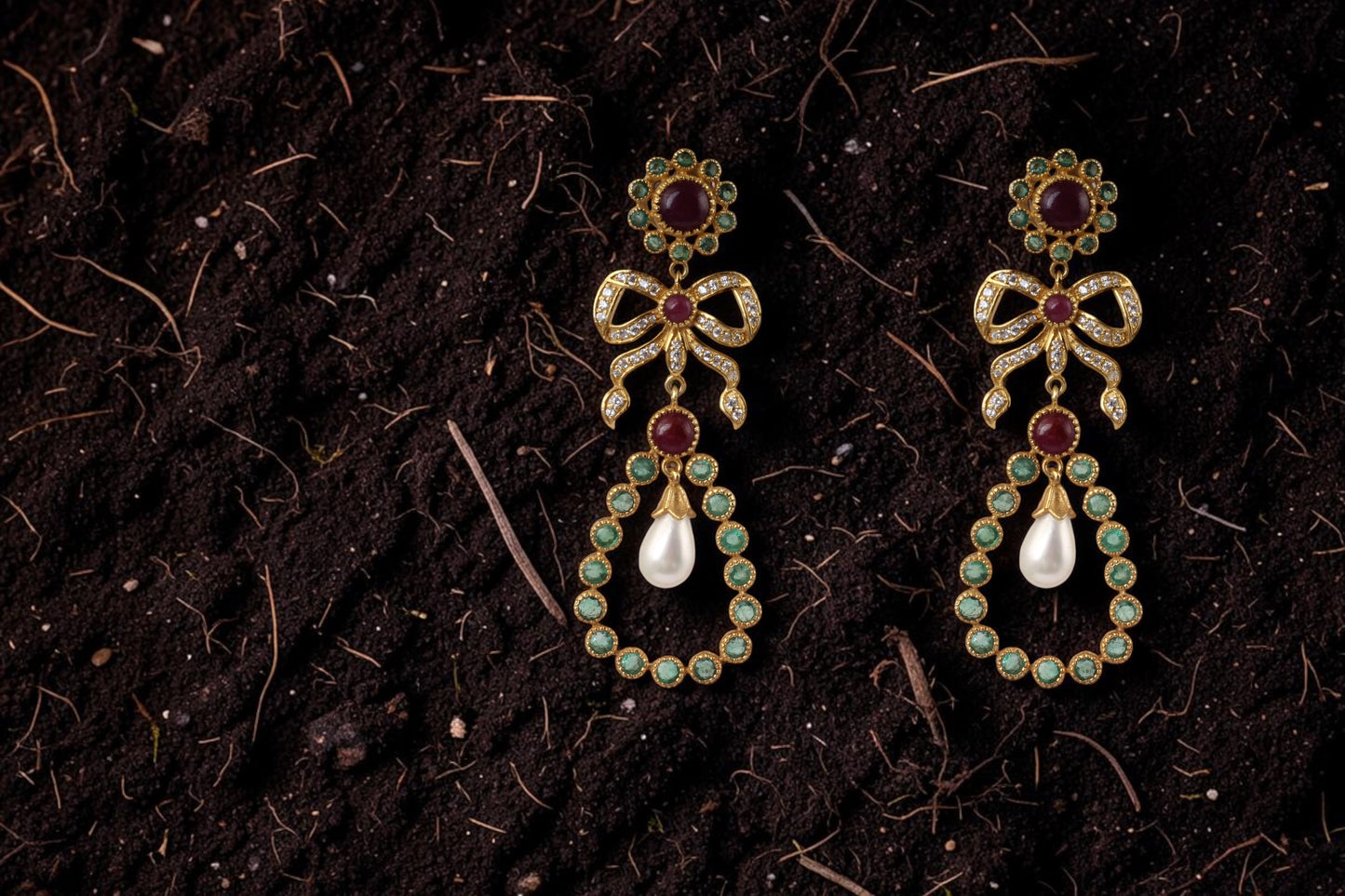 antique bow danglers earring