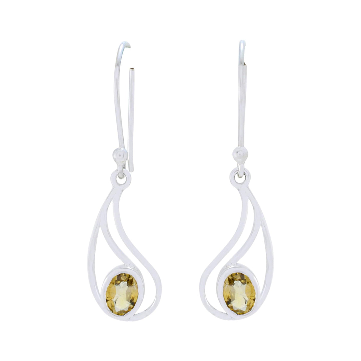 Multi Birthstone Solitaire Dangle Earrings Handmade 925 Sterling Silver Earrings (Citrine)
