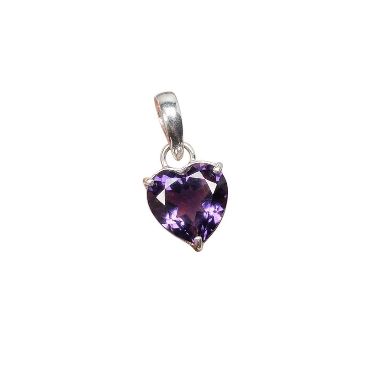 Amethyst Heart Pendant 925 Sterling Silver February Birthstone Handmade Prong Setting Pendant