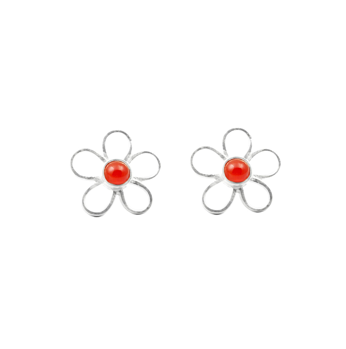 Carnelian Earrings Floral Design 925 Sterling Silver Stud Earrings Post Stud Earrings Designer Jewelry Gift For Her