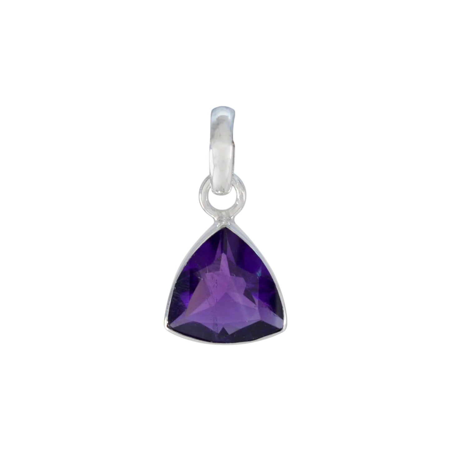 Trillion Amethyst Pendant Handmade Faceted Gemstone 925 Sterling Silver Pendant