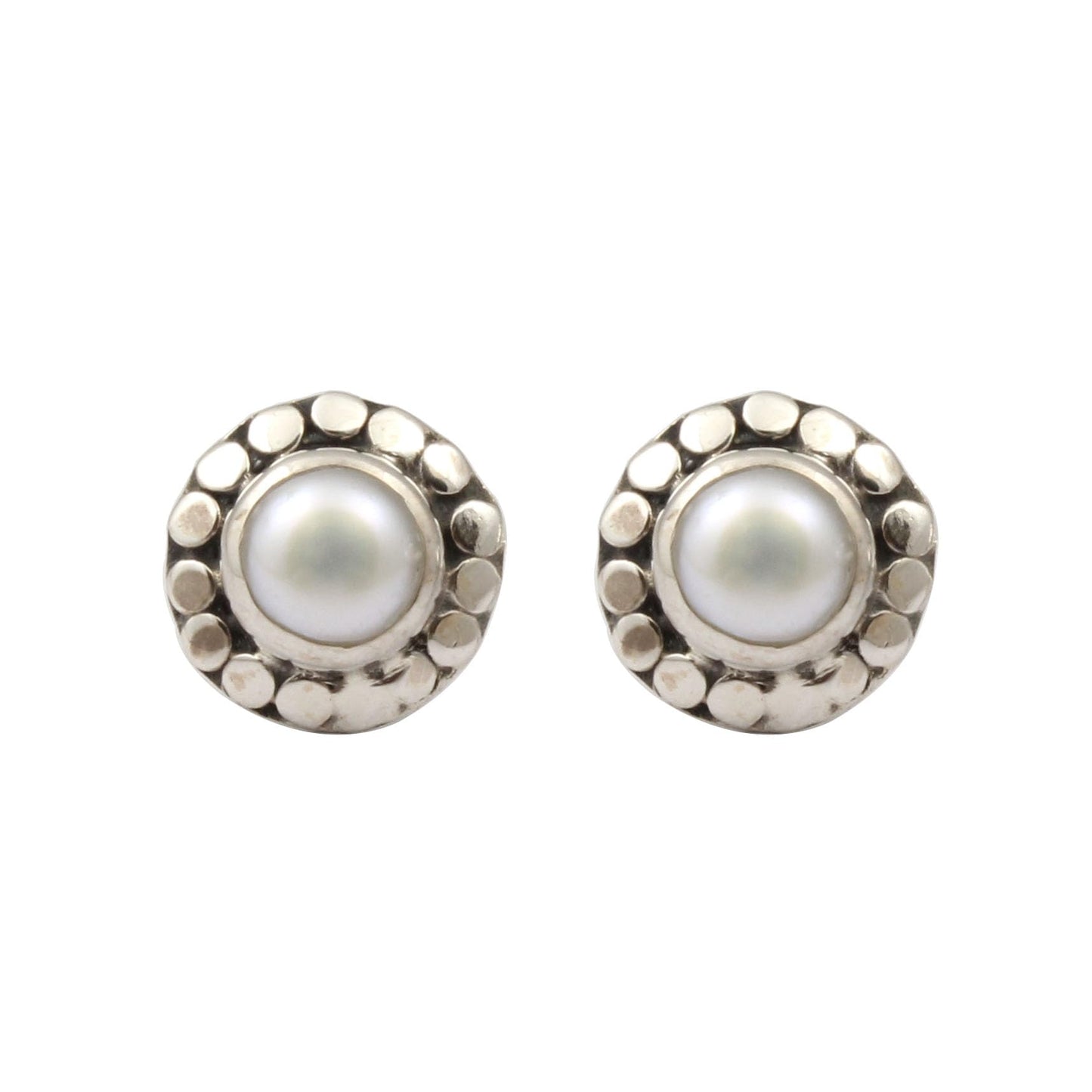 Freshwater Pearl Stud Earrings Boho 925 Sterling Silver Handmade Studs Jewelry Gifts for Women