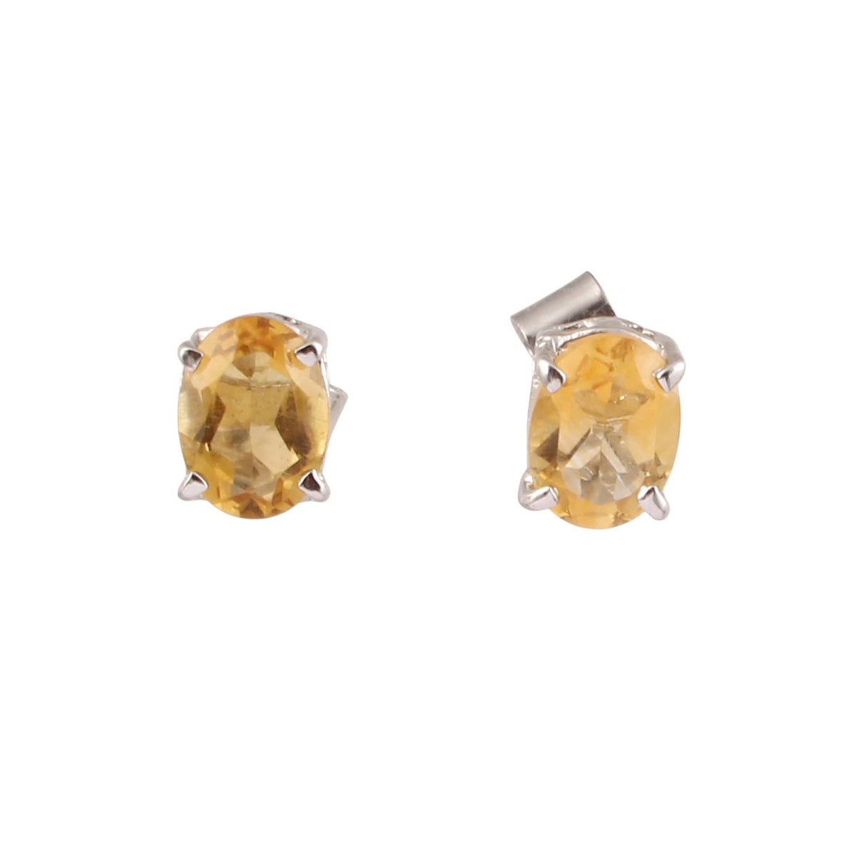 Minimalist Citrine Stud Earrings 925 Sterling Silver November Birthstone Jewelry Prong Setting Handmade Stud Jewelry