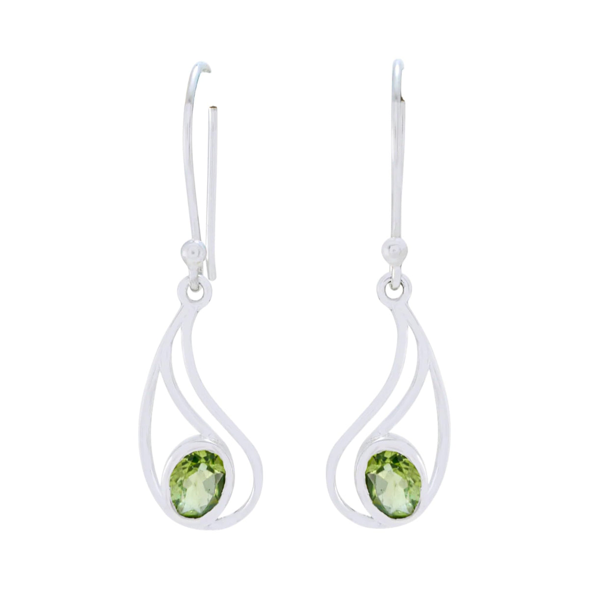 Multi Birthstone Solitaire Dangle Earrings Handmade 925 Sterling Silver Earrings (Peridot)