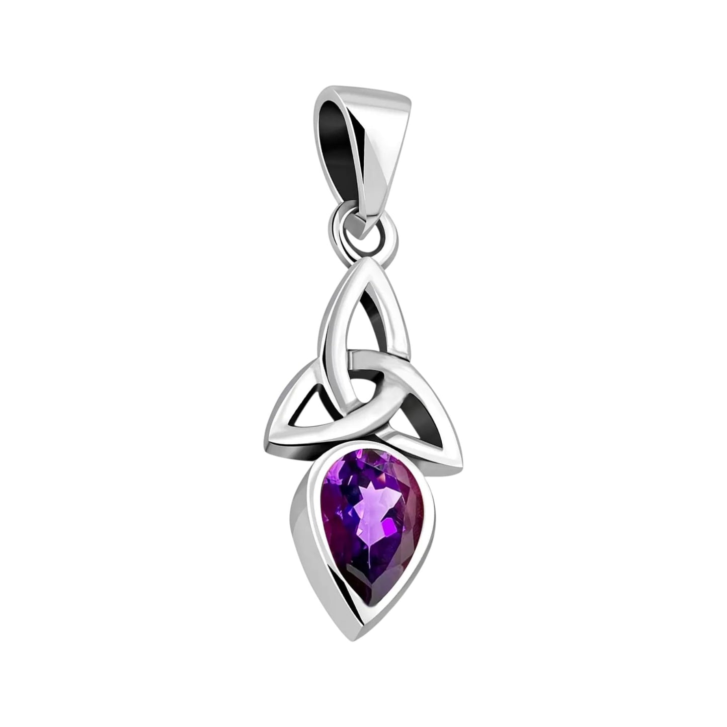 Amethyst Celtic Knot Pendant 925 Sterling Silver Pendant February Birthstone Jewelry