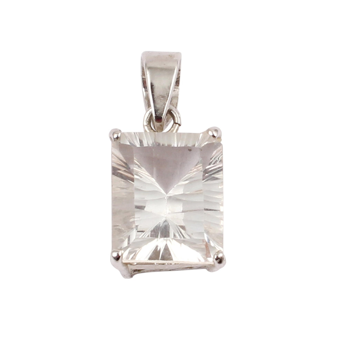 White Topaz Pendant Handmade Prong Setting 925 Sterling Silver Faceted Gemstone Jewelry