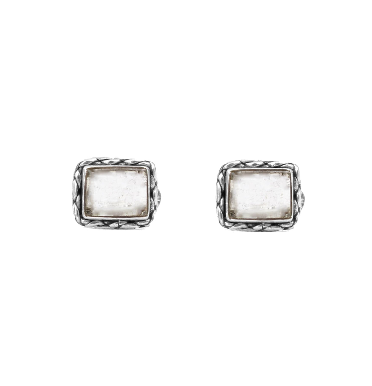 Crystal Quartz Stud Earrings Handmade 925 Sterling Silver Twisted Wire Designer Jewelry Crystal Earrings
