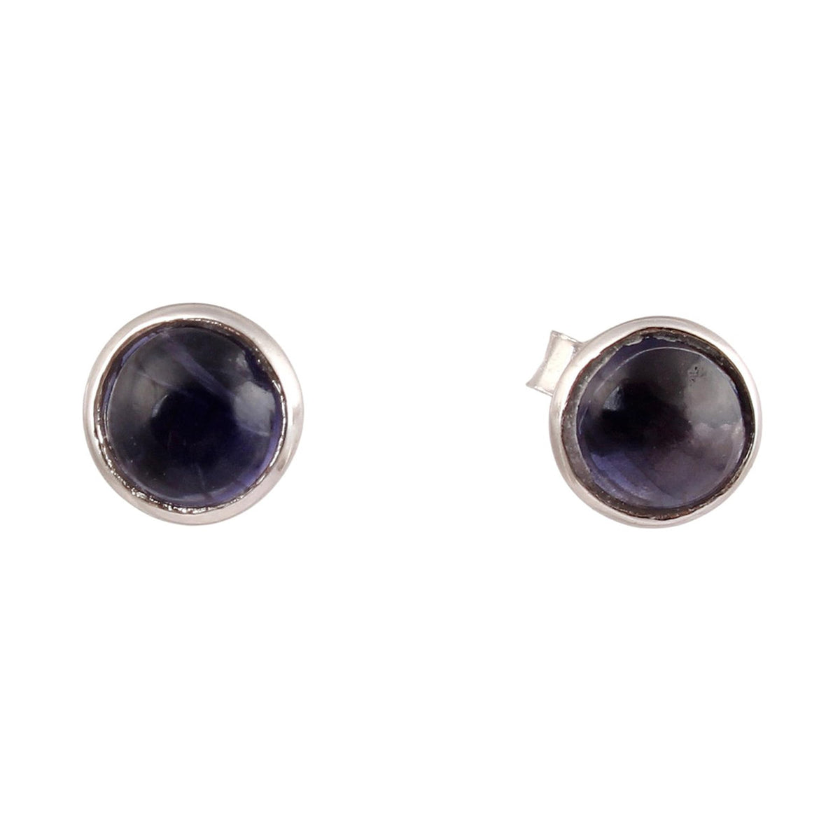Natural Blue Iolite Stud Earrings Handmade 925 Sterling Silver Minimalist Post Stud Earrings Jewelry