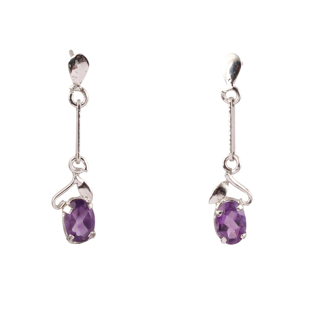 Minimalist Amethyst Earrings Handmade Lightweight 925 Sterling Silver Dangle Earrings Jewelry