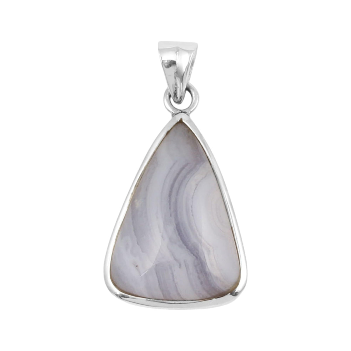 925 Sterling Silver Blue Lace Agate Natural Gemstone Pendant Handmade Jewelry Gift For Her
