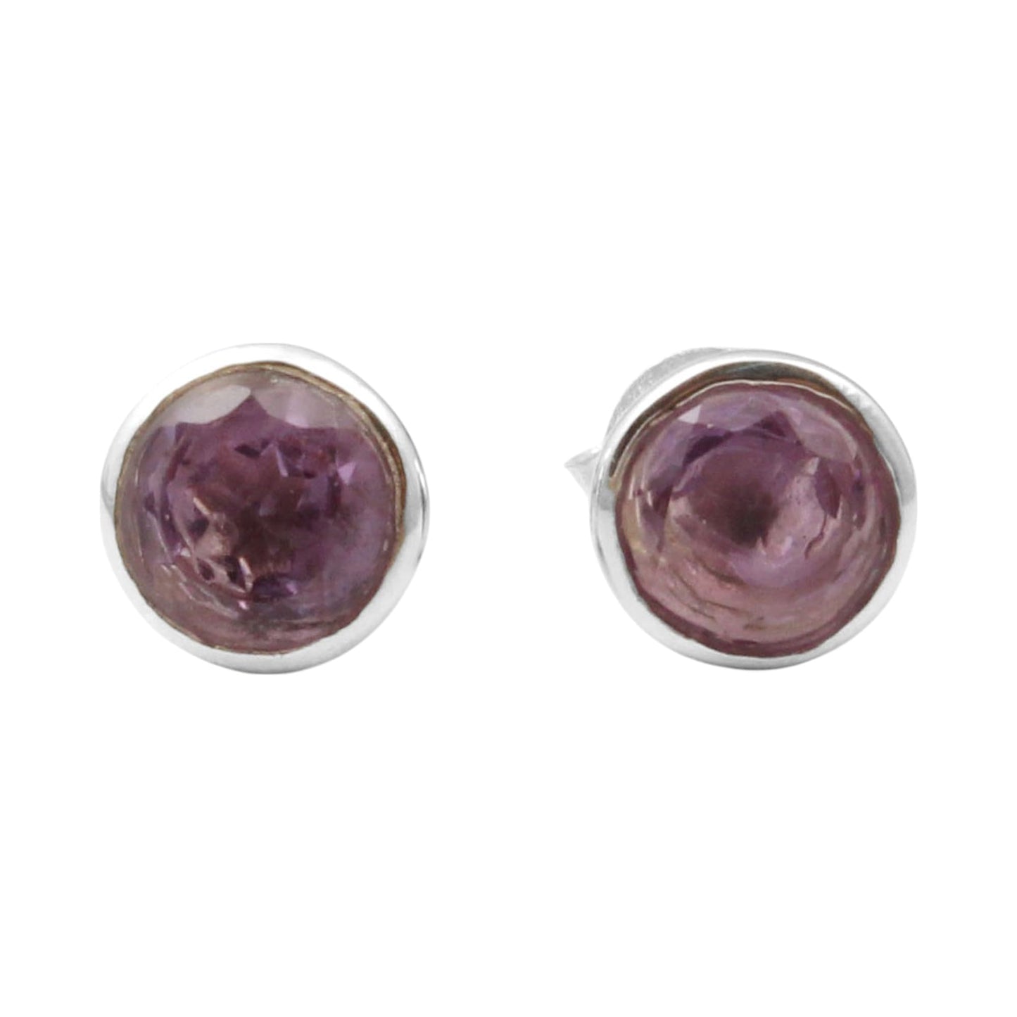 Natural Amethyst Studs Earrings 925 Sterling Silver Birthstone Studs Minimalist Jewelry Handmade Amethyst Jewelry Gift