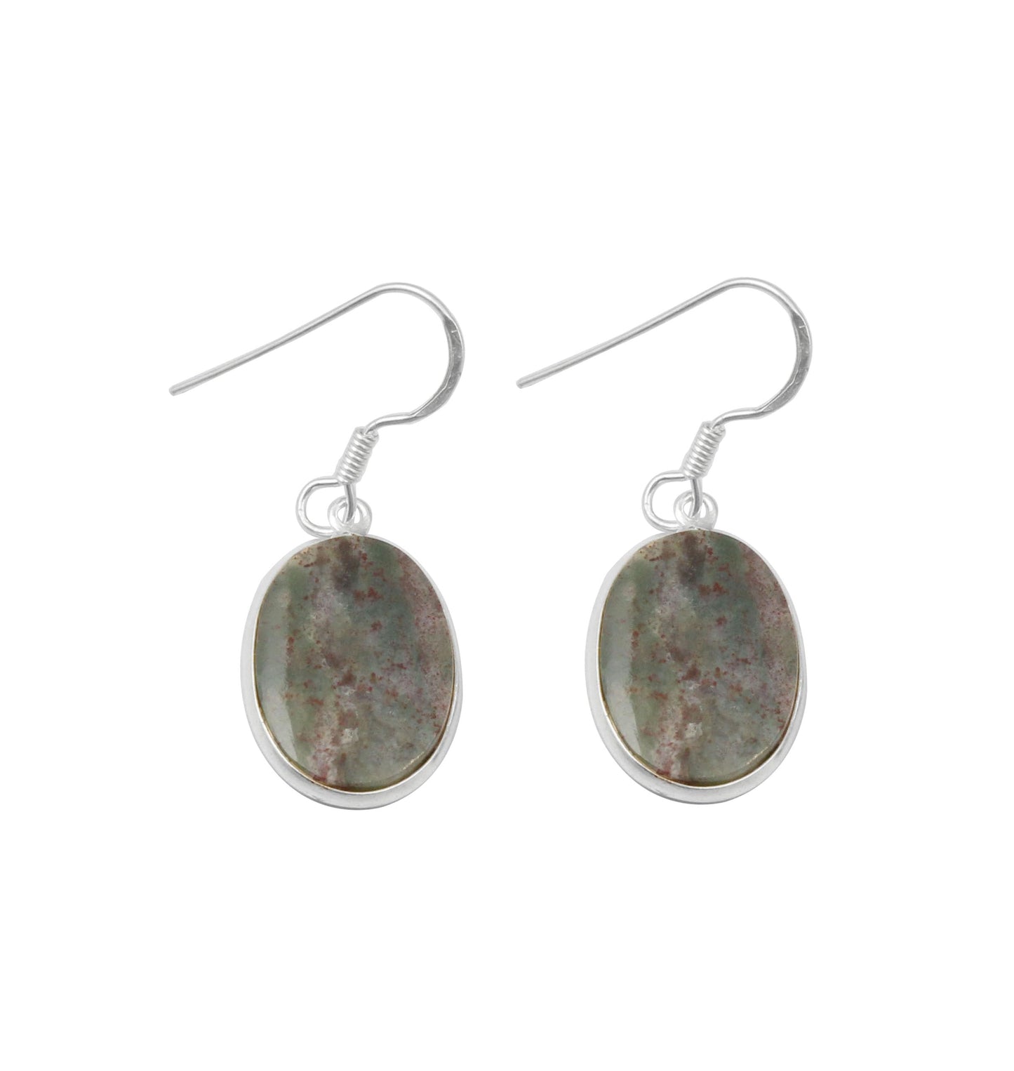 Bloodstone March Birthstone Earrings Natural Bloodstone Oval Earrings 925 Solid Silver Dangle Gemstone Earring Women Gift Jewelry