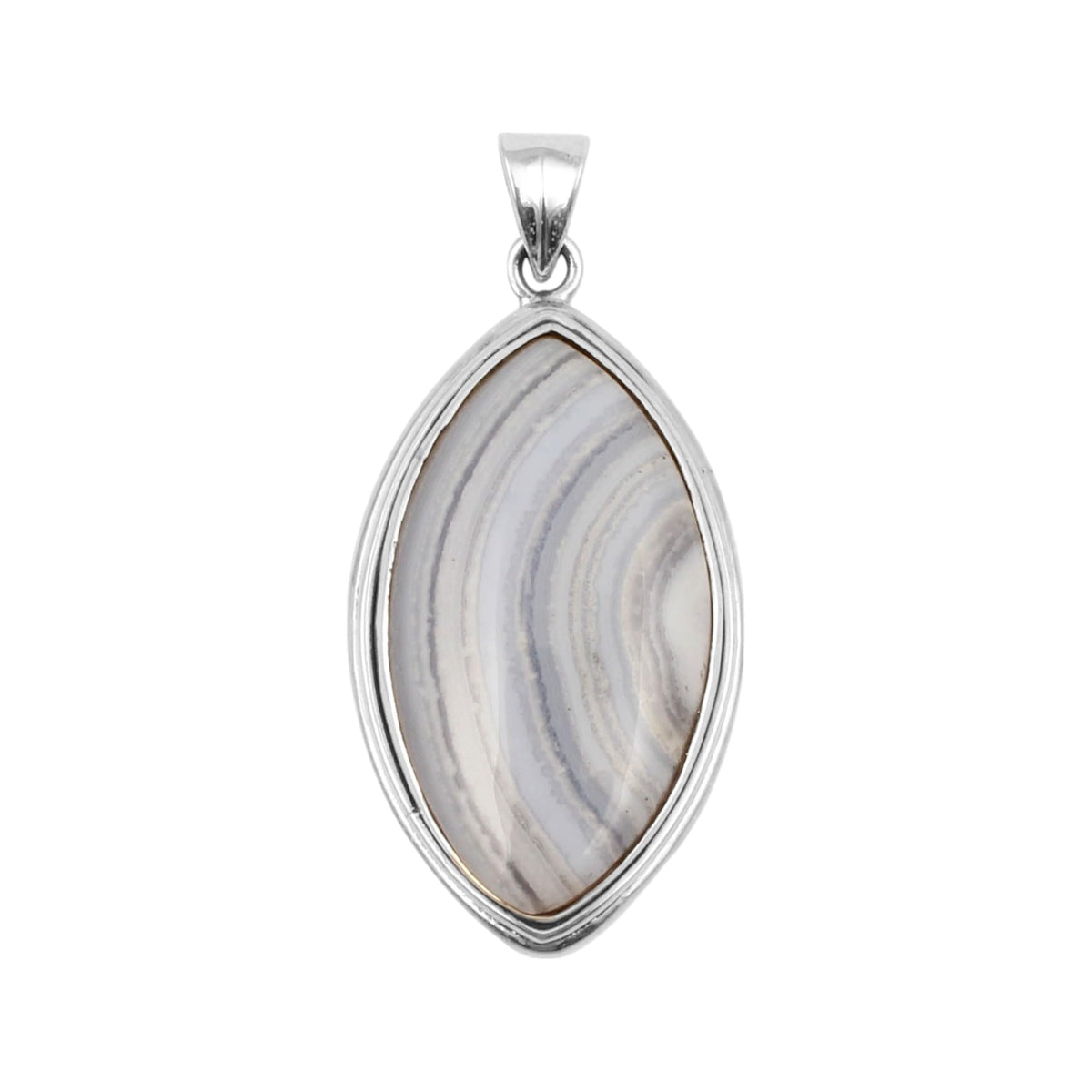 Marquise Shape Blue Lace Agate Pendant Handmade 925 Sterling Silver Natural Loose Gemstone Jewelry