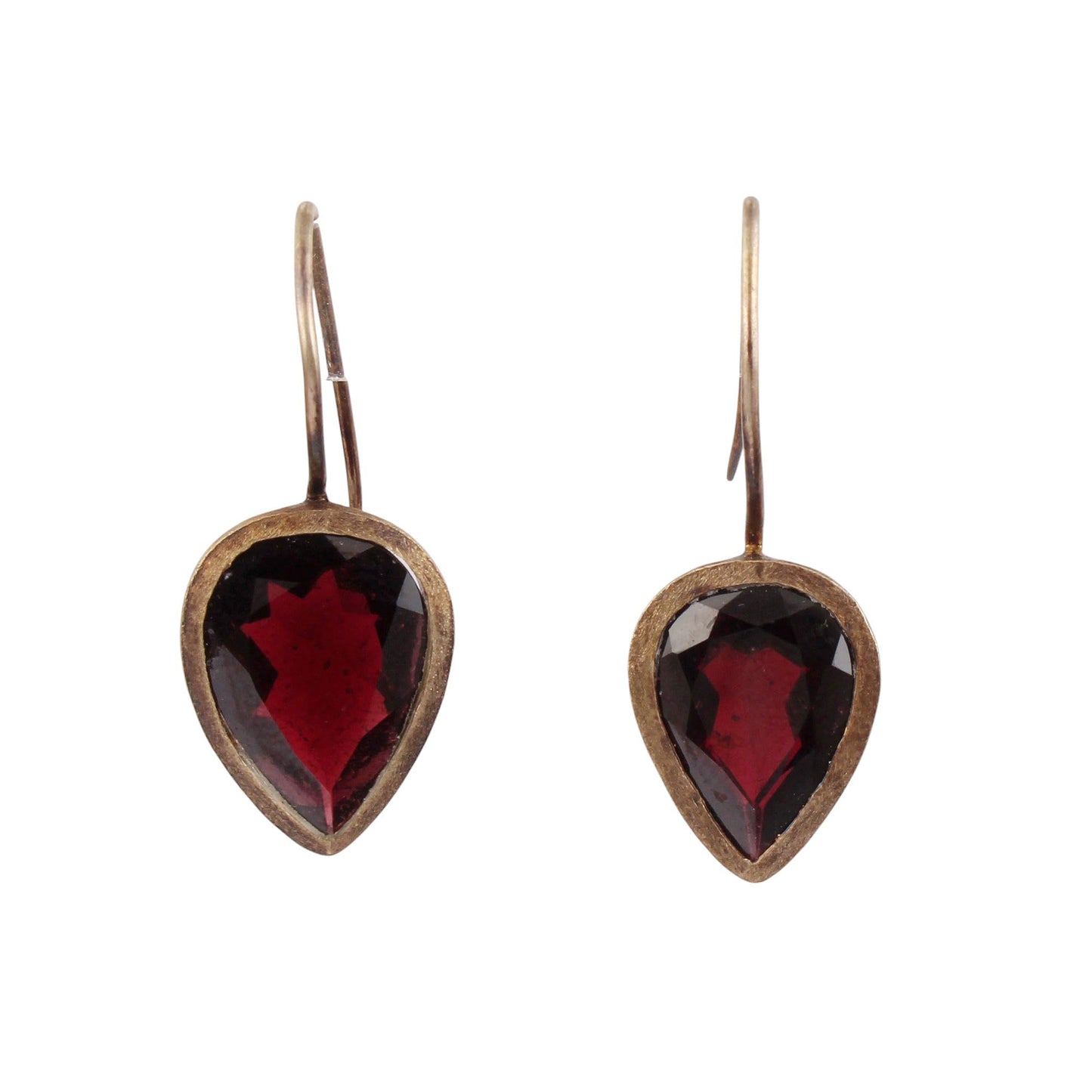 Natural Pear Red Garnet Earrings Handmade Matte Finish Rhodium Yellow Gold 925 Sterling Silver Gemstone Earrings