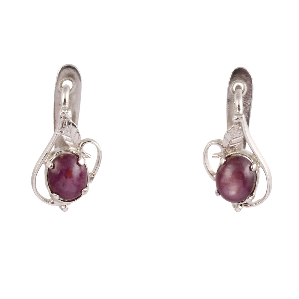 Minimalist Star Ruby Earrings Handmade Prong Setting Designer 925 Sterling Silver Earrings with Russian Lock