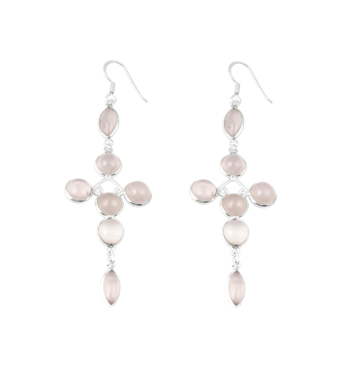 Long Dangle Multi Rose Quartz Gemstone Silver Earrings Pink Crystal Jewelry Gift Birthstone Dangle Earrings Dainty 925 Sterling Silver Earring