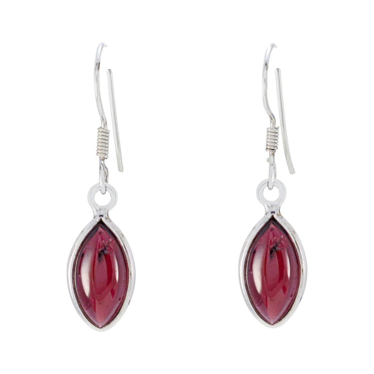 Marquise Garnet Cabochon Dangle Earring Handmade 925 Sterling Silver Earrings