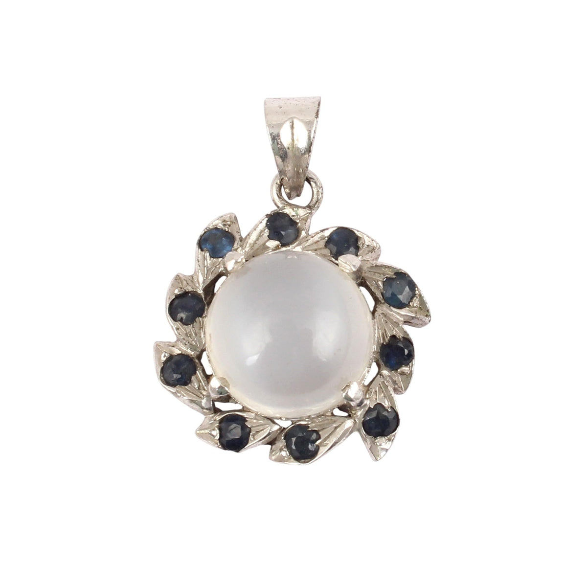 Cats Eye & Sapphire Pendant Handmade 925 Sterling Silver Prong Setting Natural Gemstone Designer Pendant