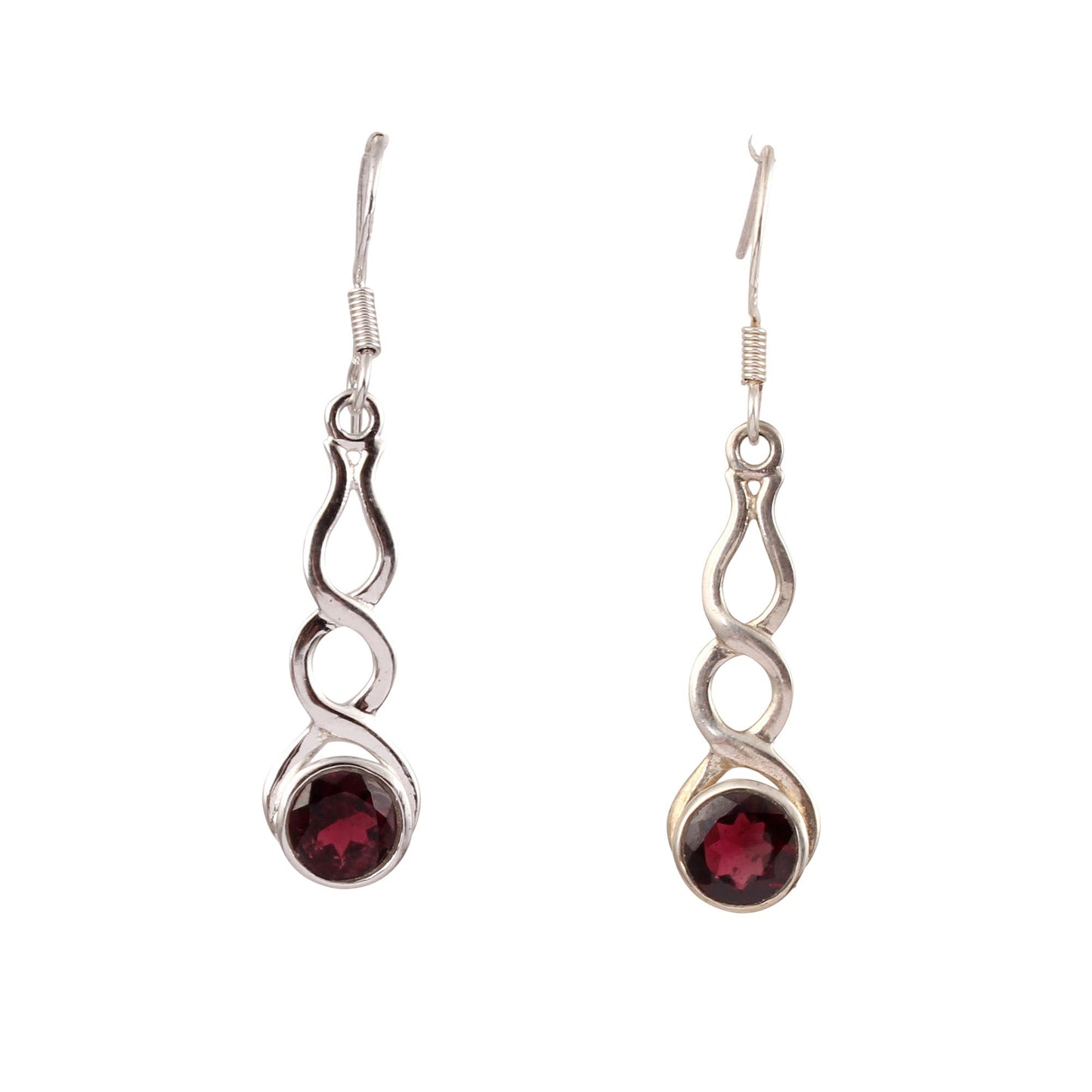 Faceted Red Garnet Earrings Handmade Dangle 925 Sterling Silver Natural Gemstone Designer Earrings