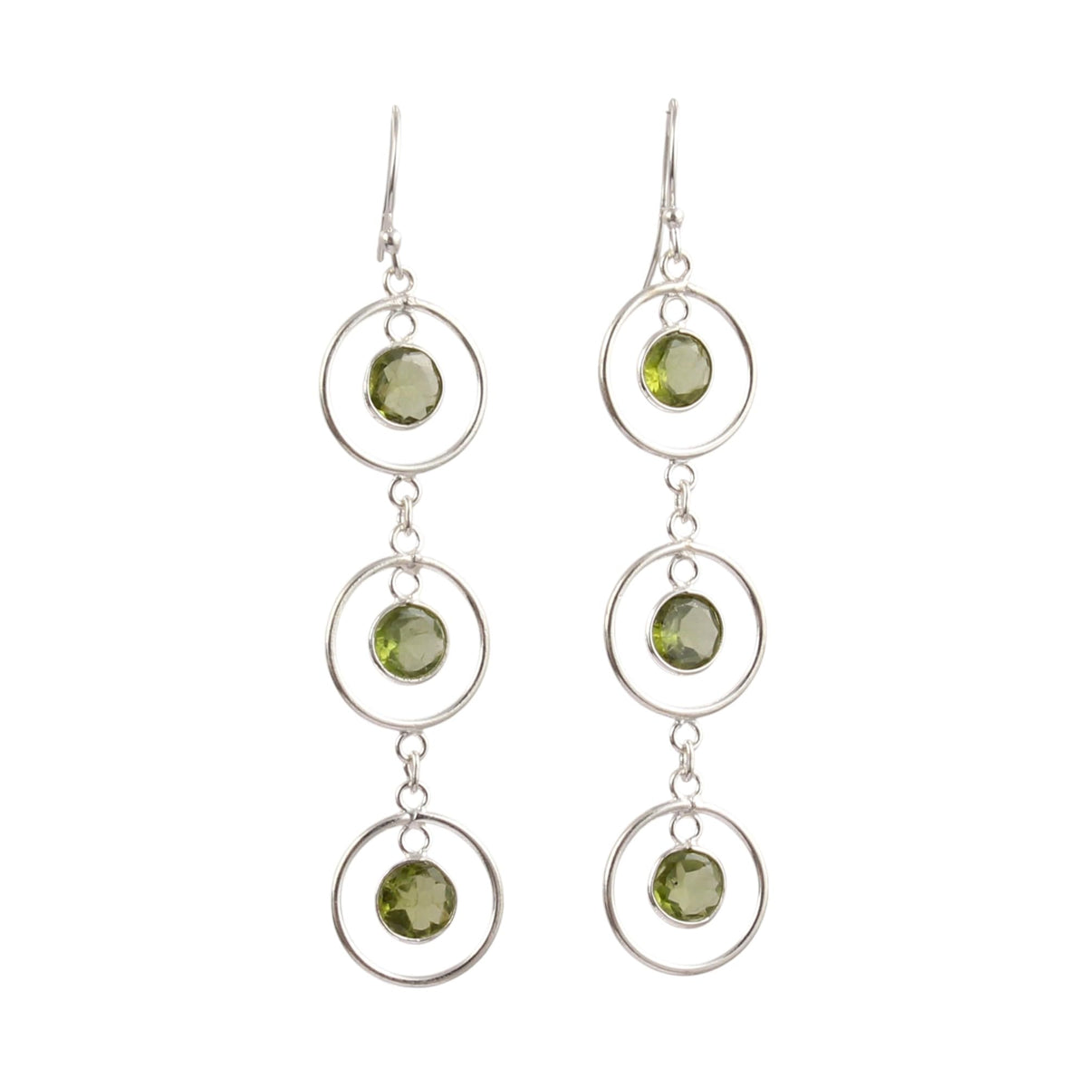 Ethnic Wear Peridot Earring Handmade 925 Sterling Silver Dangle Natural Gemstone Earrings