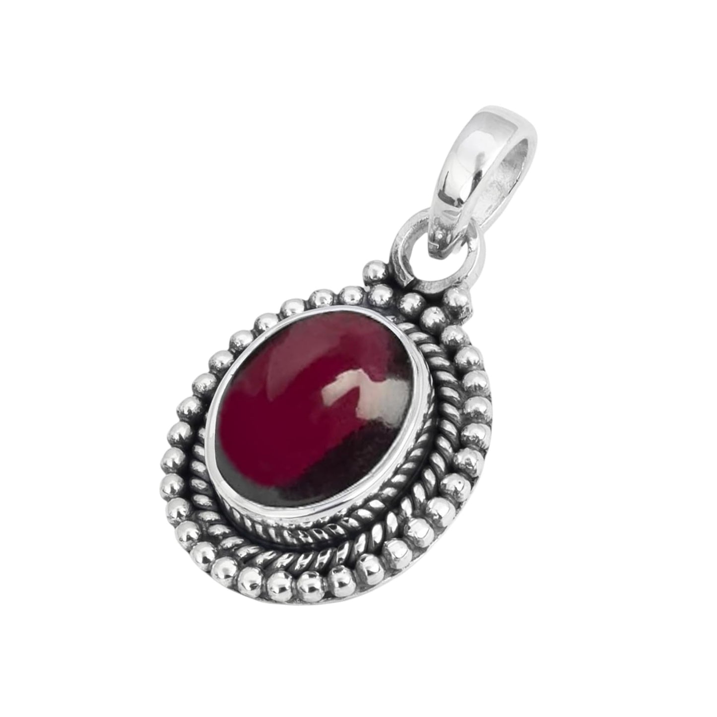 Garnet Pendant 925 Sterling Silver Handmade Oval Gemstone Pendant for Women Designer Healing Jewellery Christmas Gift for Her, Wife, Mum, Sister