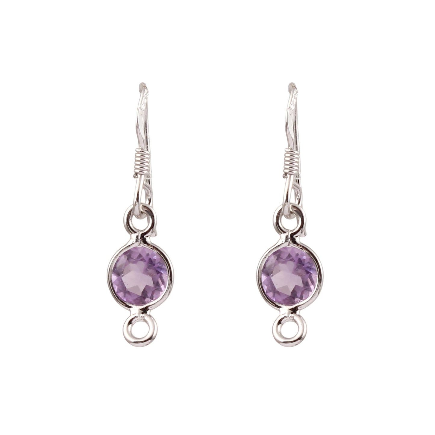 Amethyst Earrings Handmade Natural Round Gemstone 925 Sterling Silver Long Dangle Earrings Jewelry