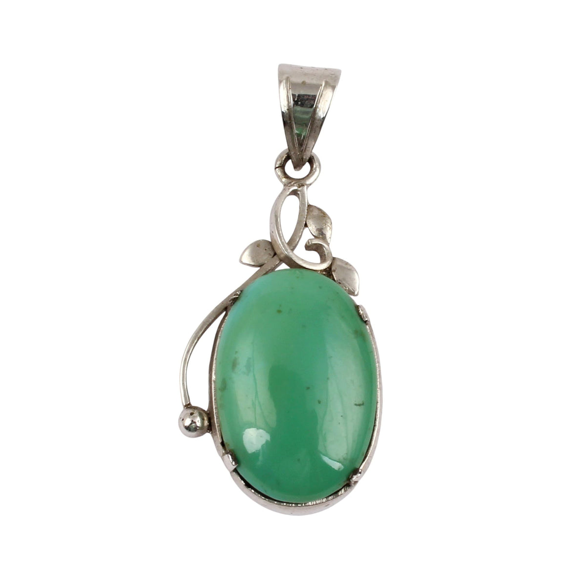 Tibetan Turquoise Pendant Handmade Prong Setting 925 Sterling Silver Natural Gemstone Pendant