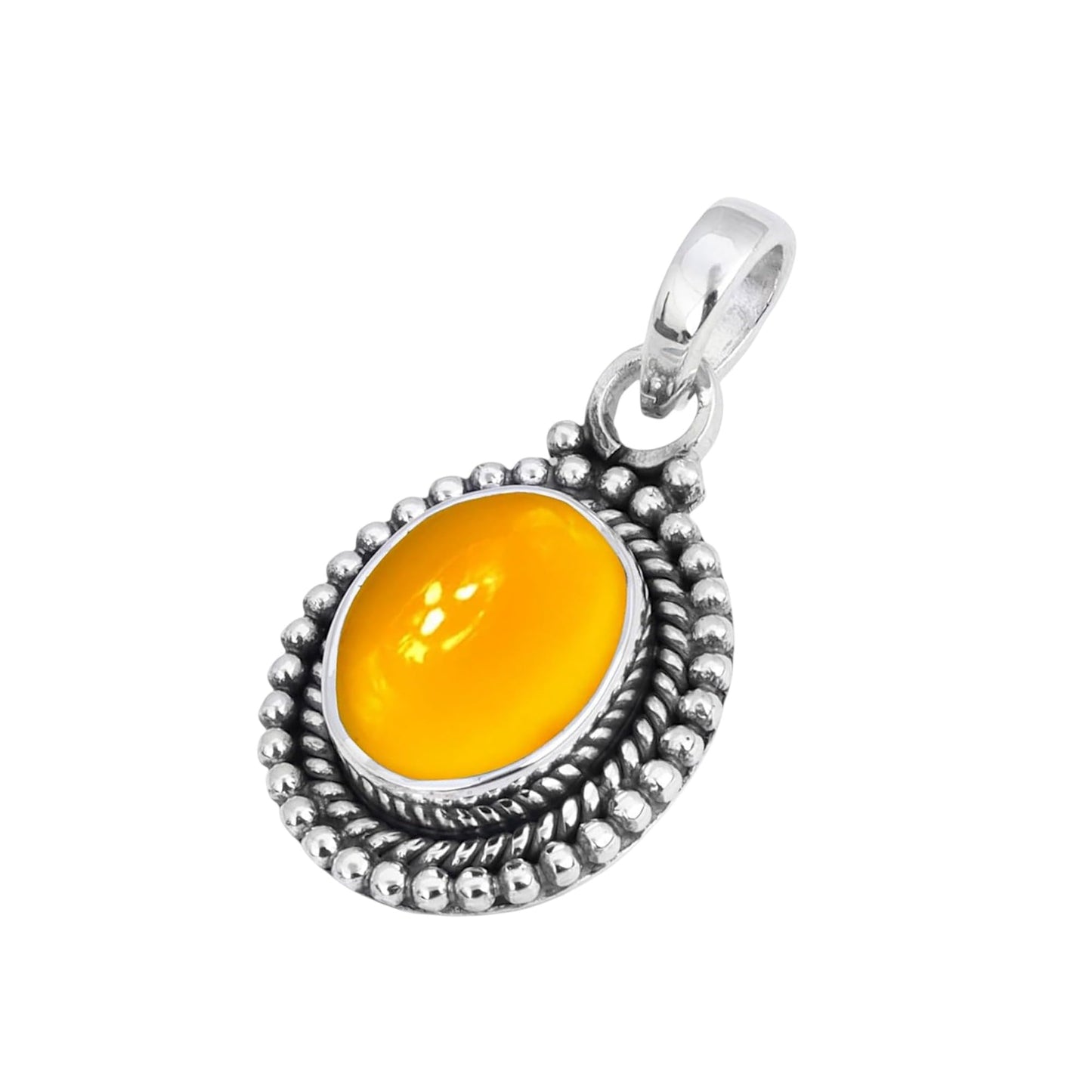 Mango Chalcedony Pendant 925 Sterling Silver Handmade Oval Gemstone Pendant for Women Designer Healing Jewellery Christmas Gift for Her, Wife, Mum, Sister