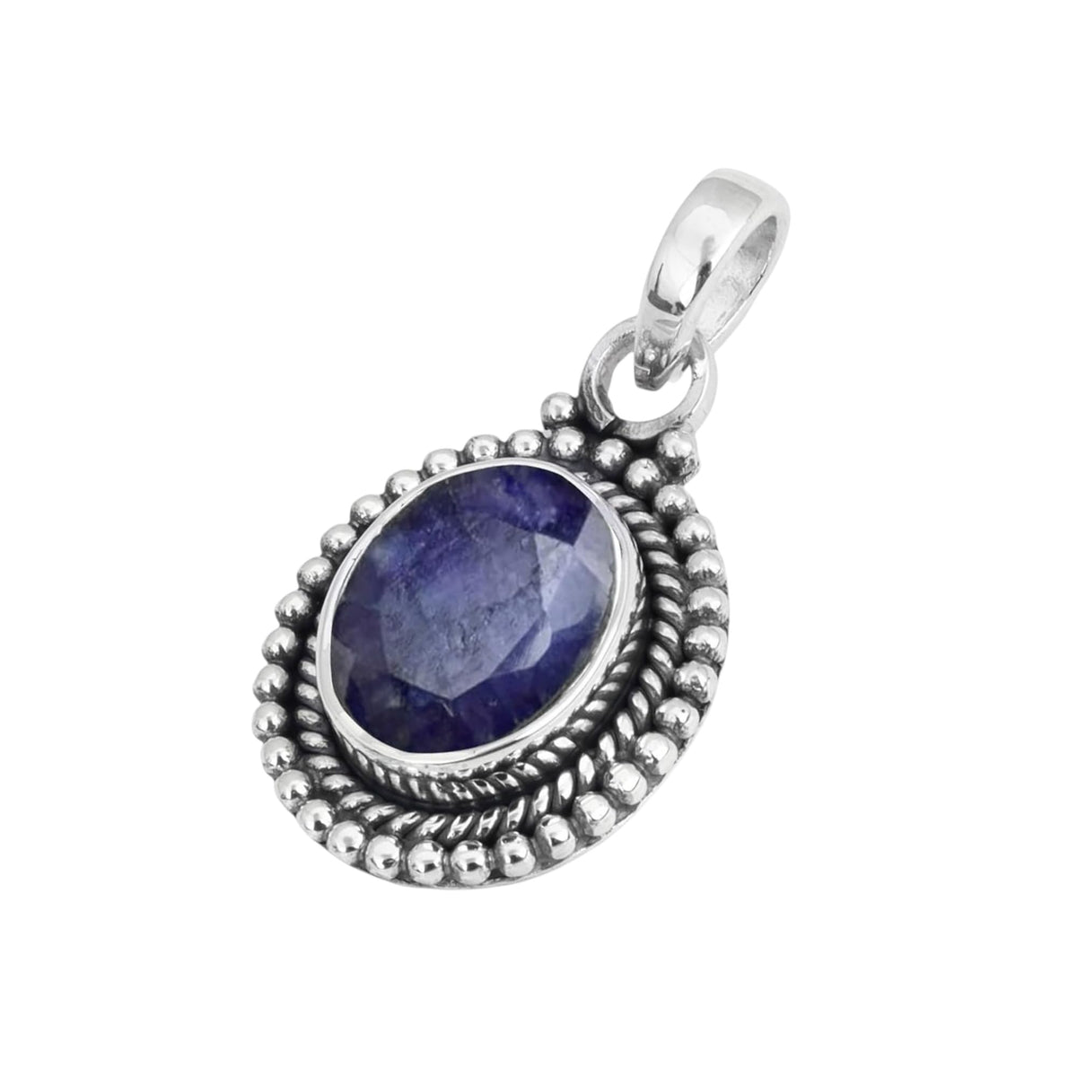 Blue Sapphire Pendant 925 Sterling Silver Handmade Oval Gemstone Pendant for Women Designer Healing Jewellery Christmas Gift for Her, Wife, Mum, Sister
