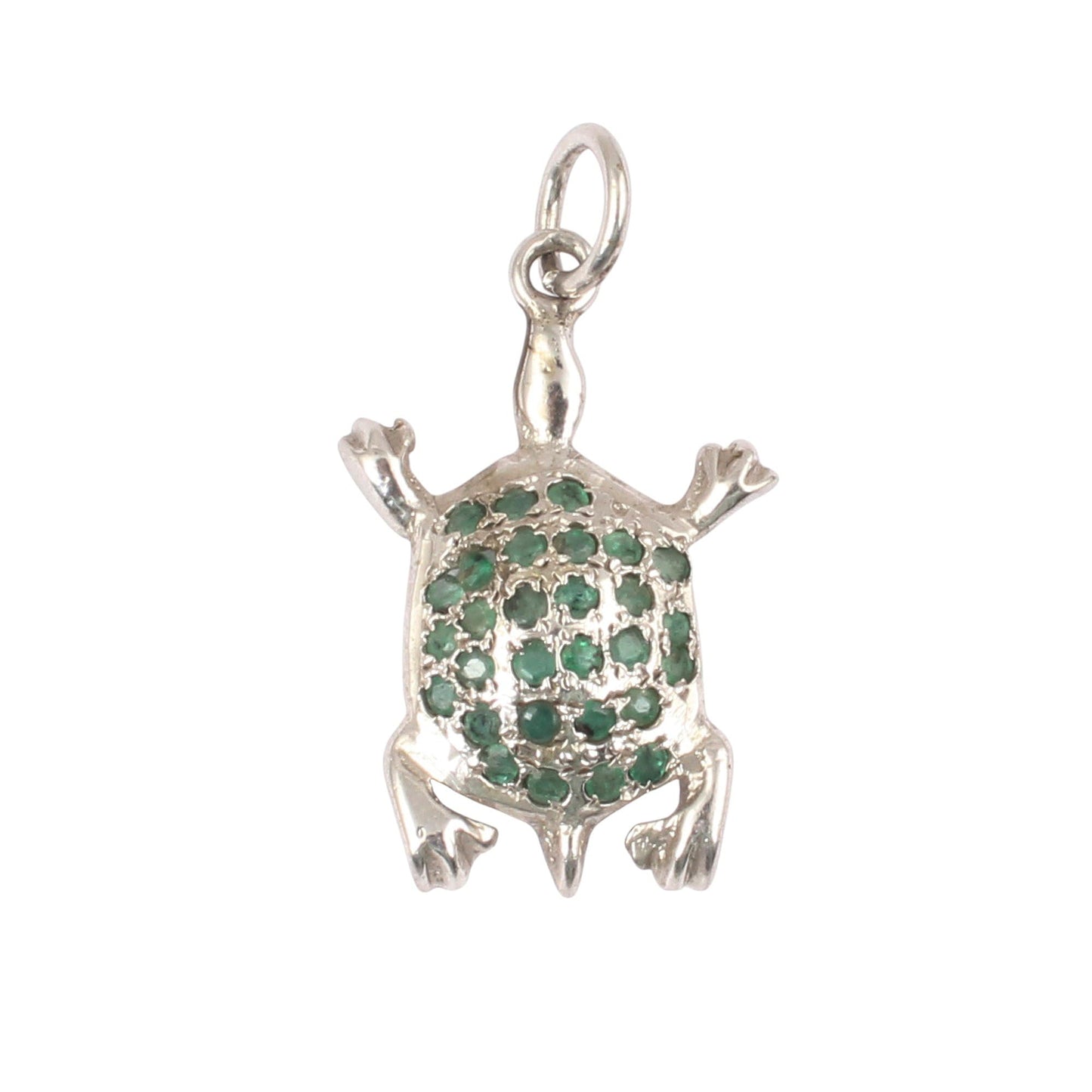 Turtle Shape Emerald Pendant Handmade 925 Sterling Silver Natural Emerald Vintage Jewelry