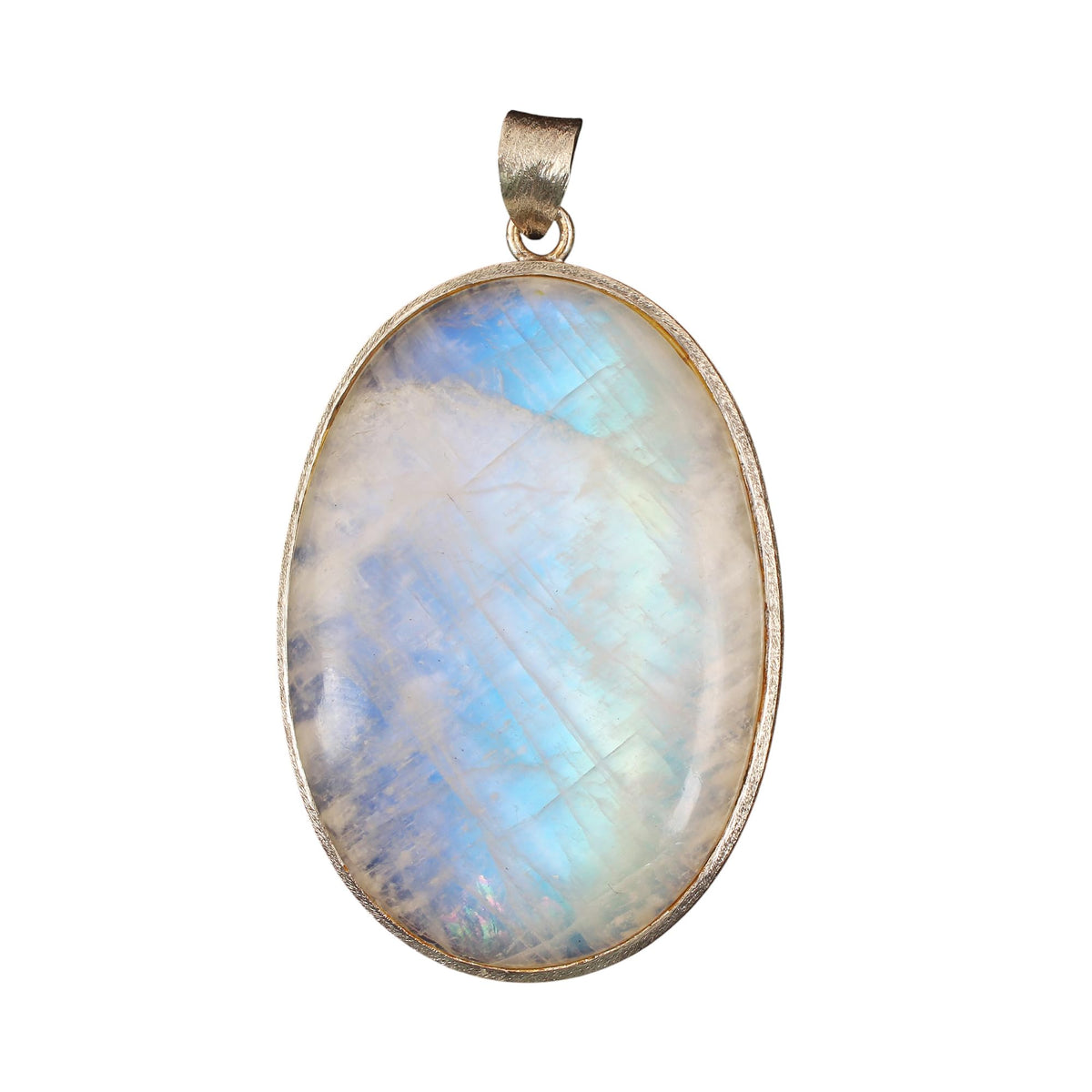 Big Rainbow Moonstone Pendant Handmade Matte Finish 925 Sterling Silver Natural Gemstone Pendant