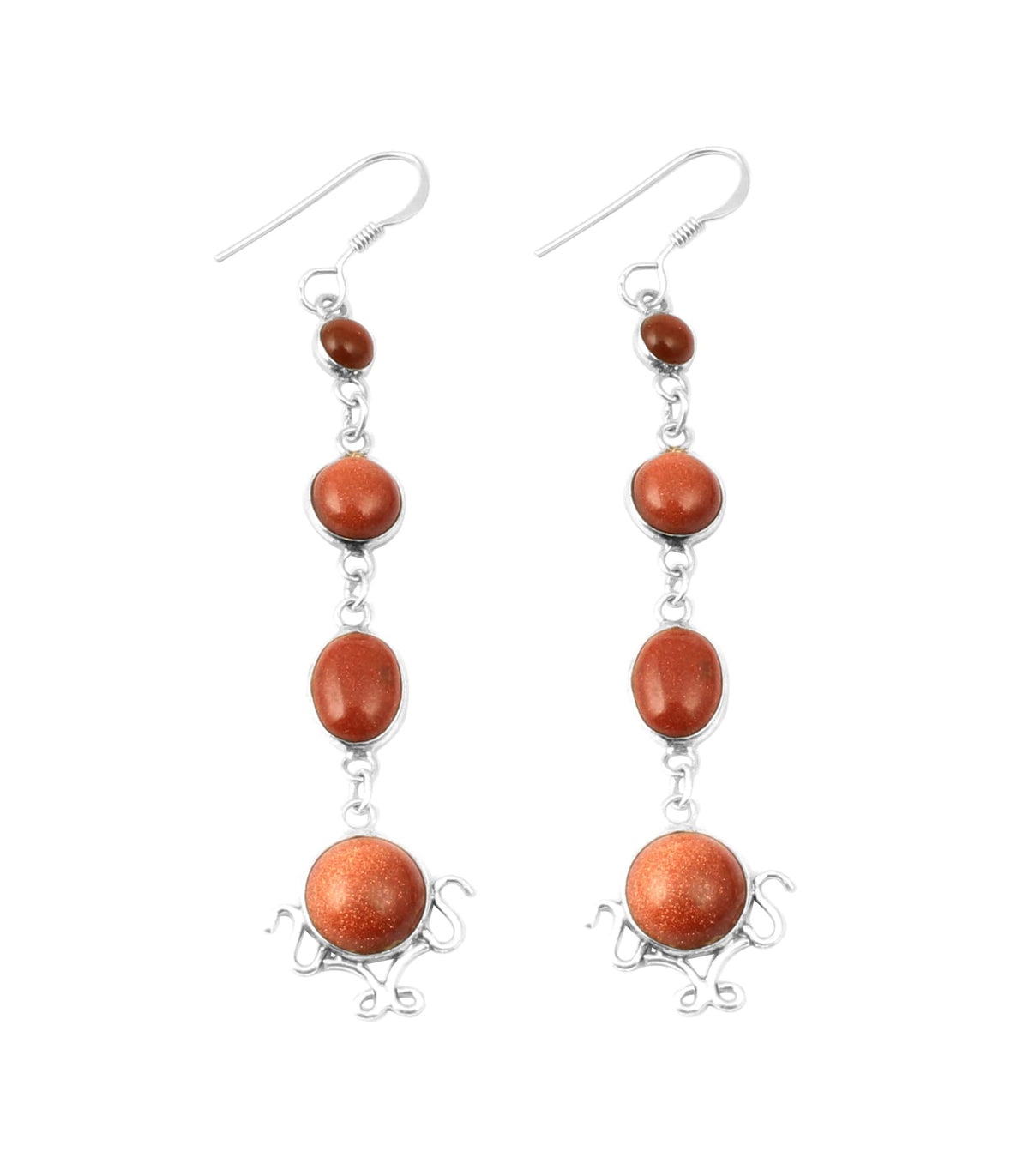 Long Multi Sandstone Dangle Earrings Handmade 925 Sterling Silver Gemstone Earring Ethnic Wear Jewelry