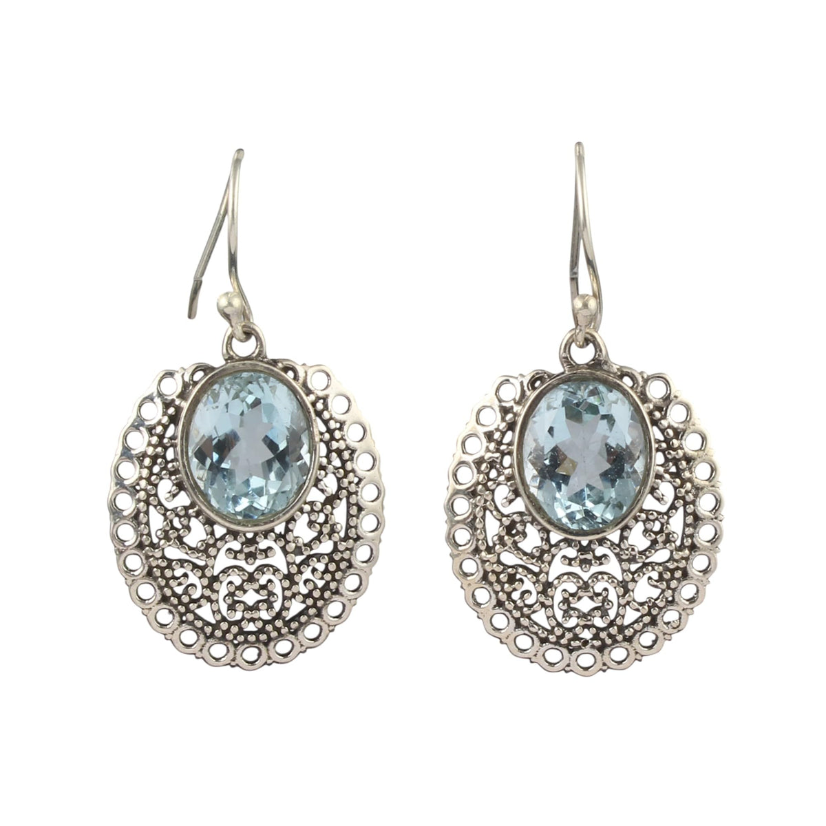 Blue Topaz, Labradorite Earrings Handmade Traditional Boho Natural Gemstone 925 Sterling Silver Designer Vintage Earrings (1, Sterling Silver, Blue Topaz)
