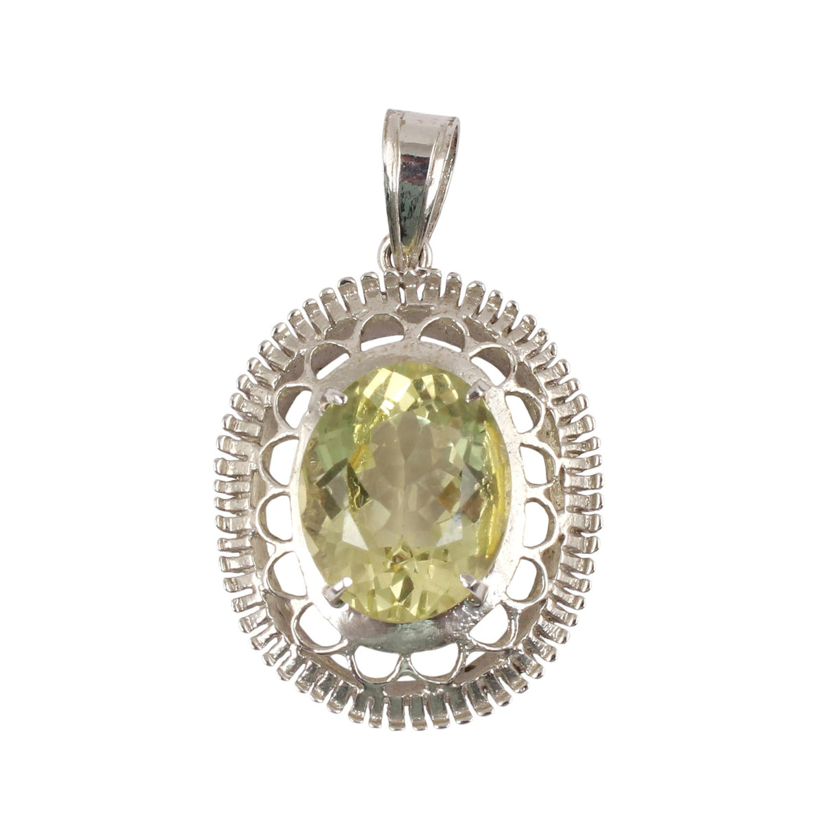 Natural Lemon Quartz Faceted Pendant 925 Sterling Silver Prong Setting Handmade Gemstone Jewelry