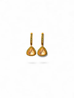 Handmade 925 Silver Jaipur Earrings, Moissanite & Green Aquamarine (8g)