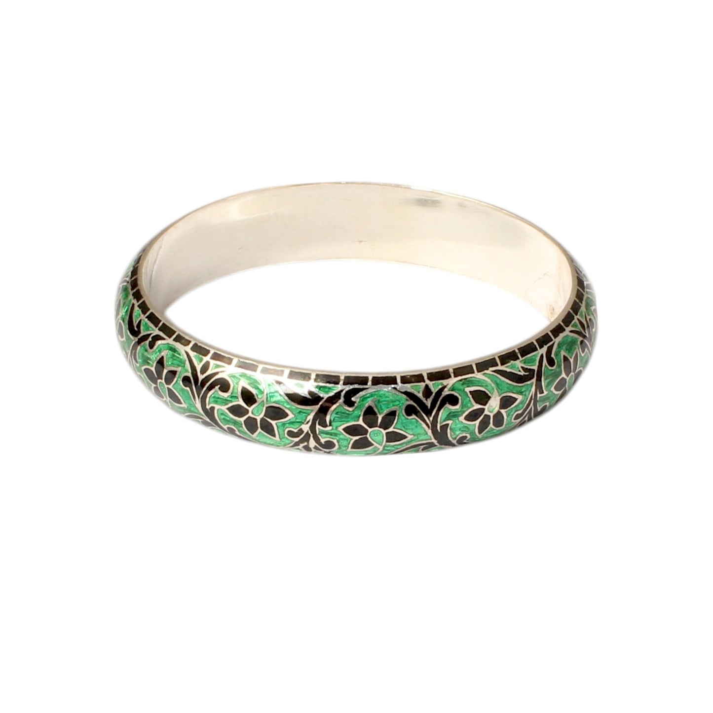 Meenakari Floral 925 Sterling Silver Enamel Bangles Handmade Vintage Bangle Bracelet Cloisonne Culture Style Jewelry