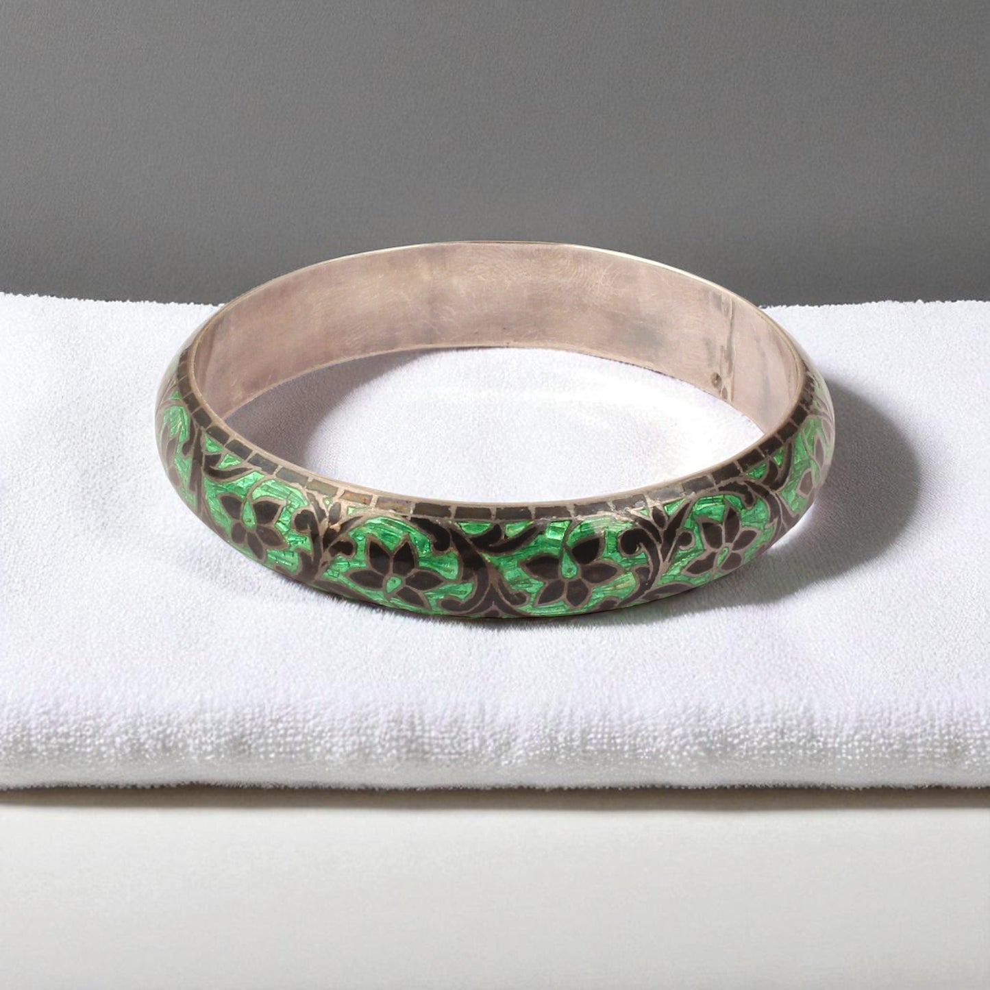 925 Sterling Silver Bangle Multi Color Enamel Work Jewelry