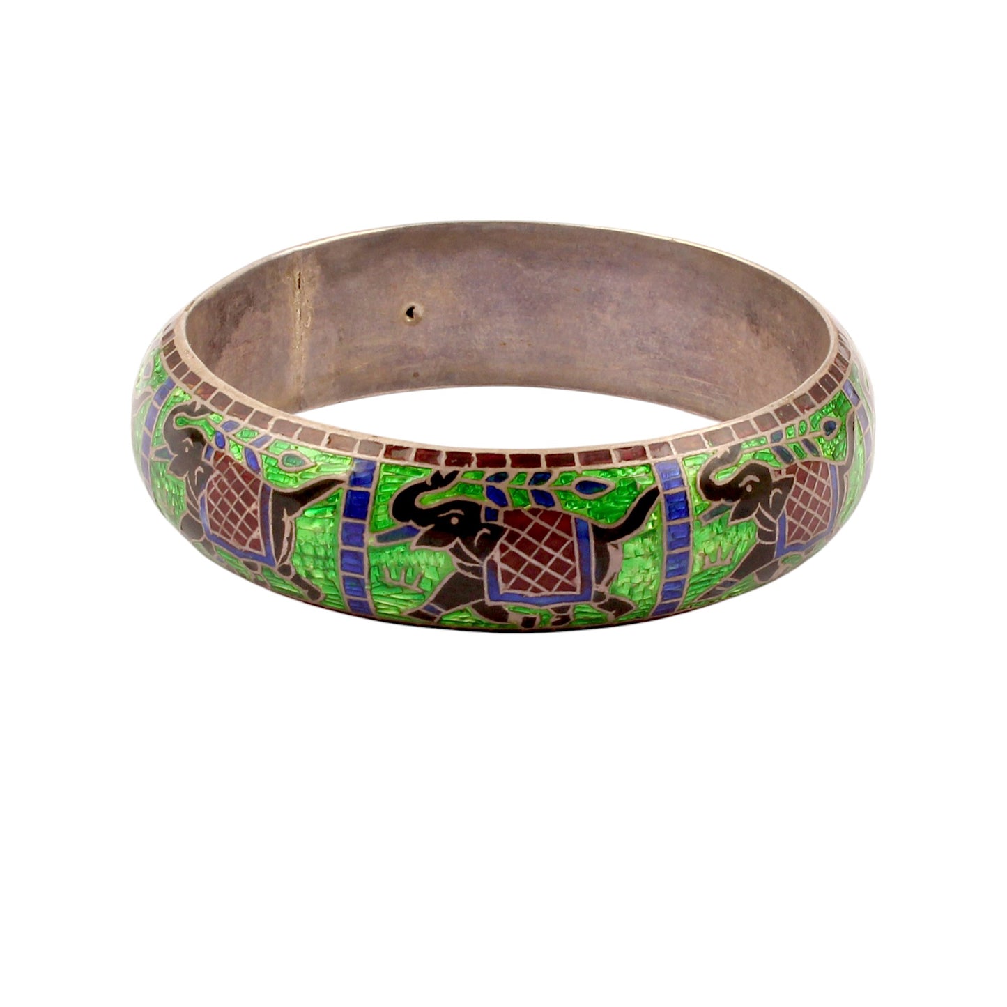 Elephant Print Enamel 925 Sterling Silver Handmade Bangles