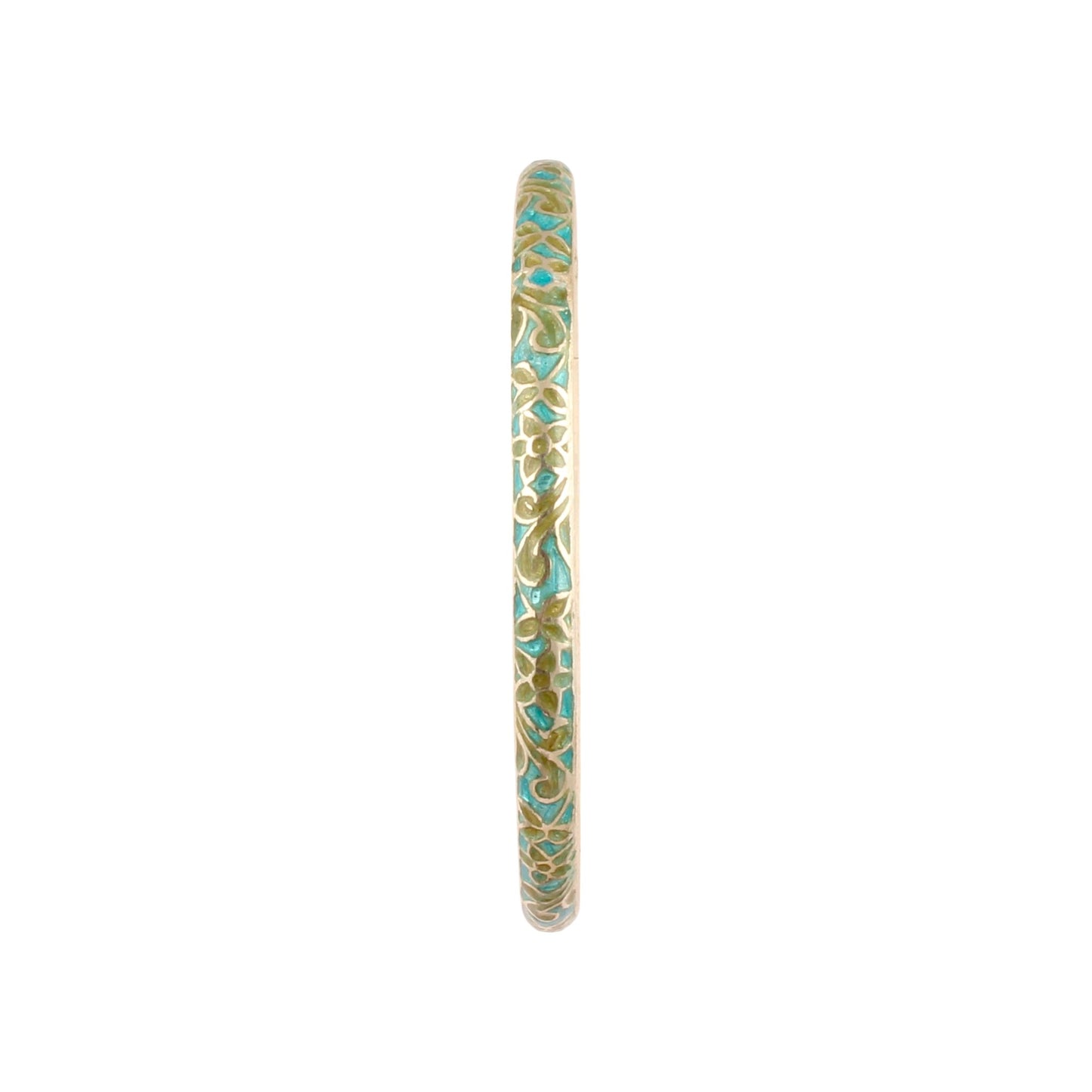 Leaf Bangle Enamel Meenakari Handmade 925 Sterling Silver Flower Pattern Bangle
