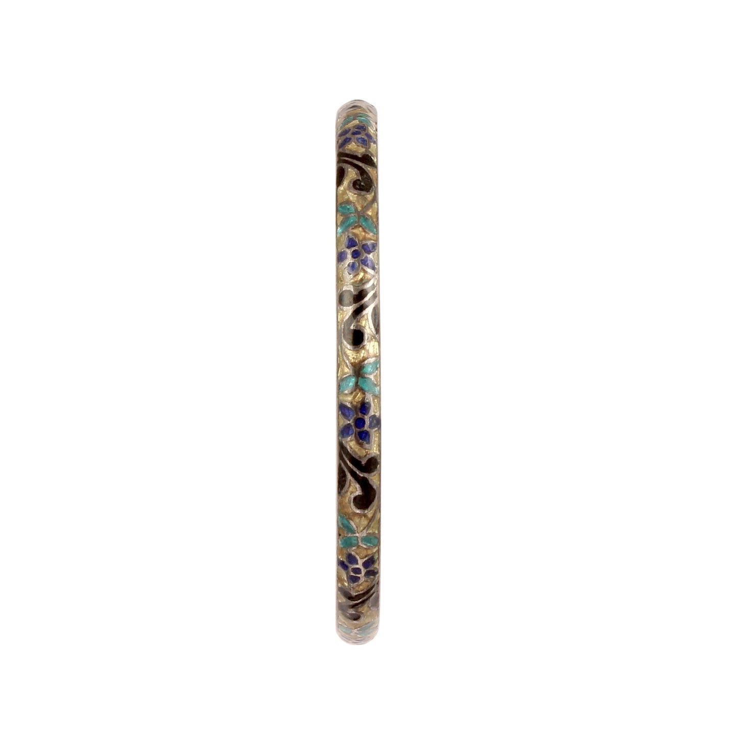 Multicolor Floral Enamel Bangle Handmade 925 Sterling Silver Artisan Jewelry