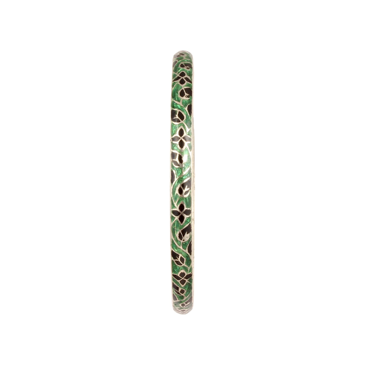 Floral Enamel Bangle Handmade 925 Sterling Silver Unique Artisan Jewelry