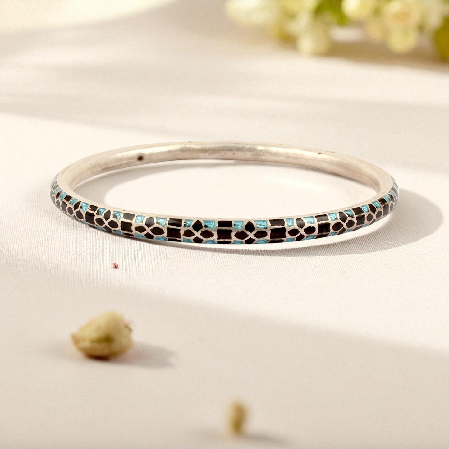 Enamel Meenakari Traditional Wear Bangle Handmade 925 Sterling Silver Bangle