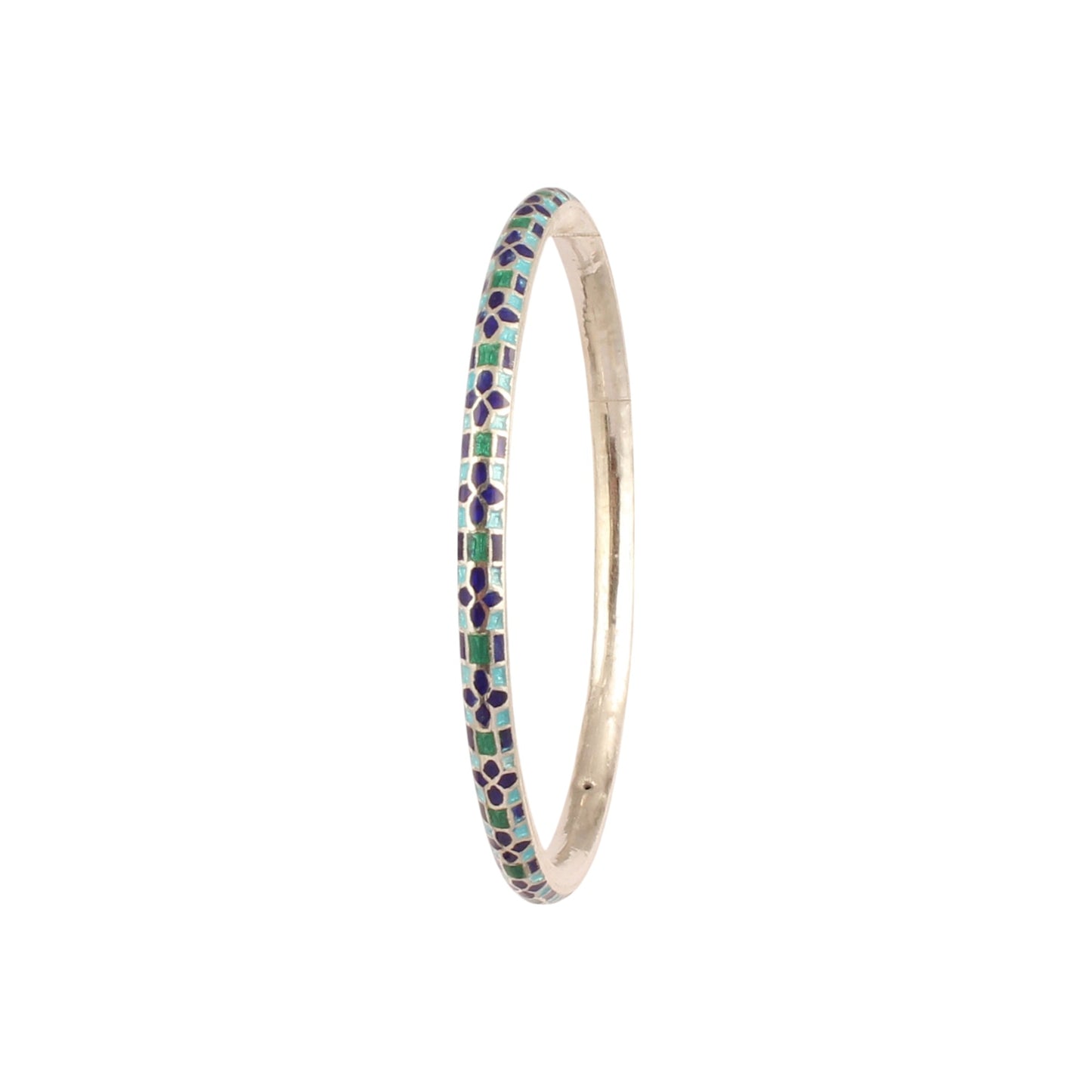 Traditional Wear Enamel Meenakari Work Bangle Handmade 925 Sterling Silver Jewelry