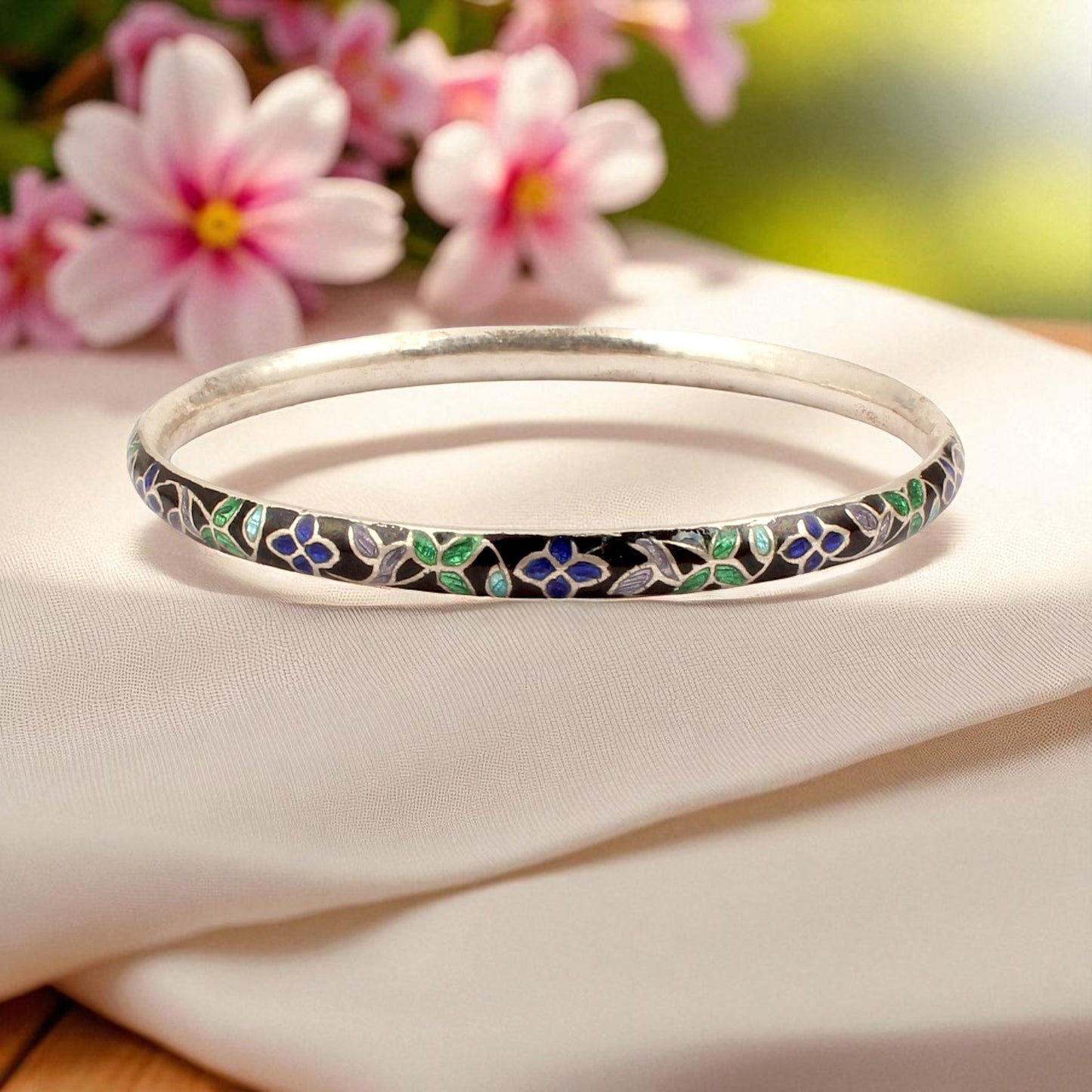 Meenakari Enamel Work Bangle Handmade 925 Sterling Silver Designer Jewelry