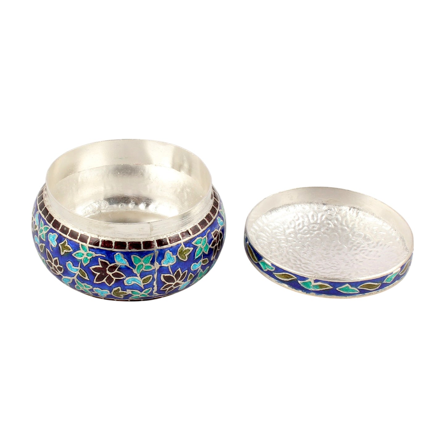 Floral Enamel Work Box 925 Sterling Silver Enamelled Clisonne Jewelry Store Box