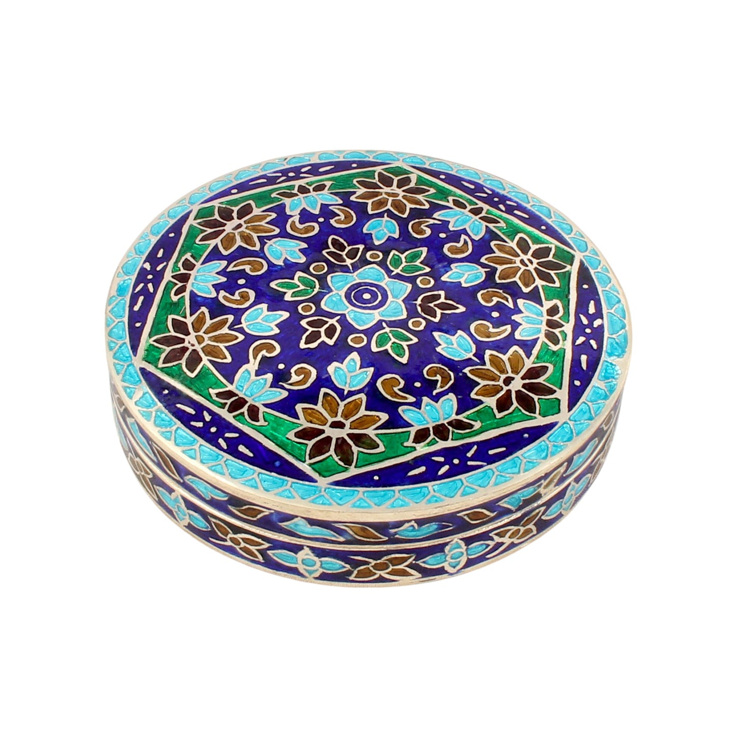 Beautiful Vintage Enamel Work Box 925 Sterling Silver Enamelled Jewelry Store Box