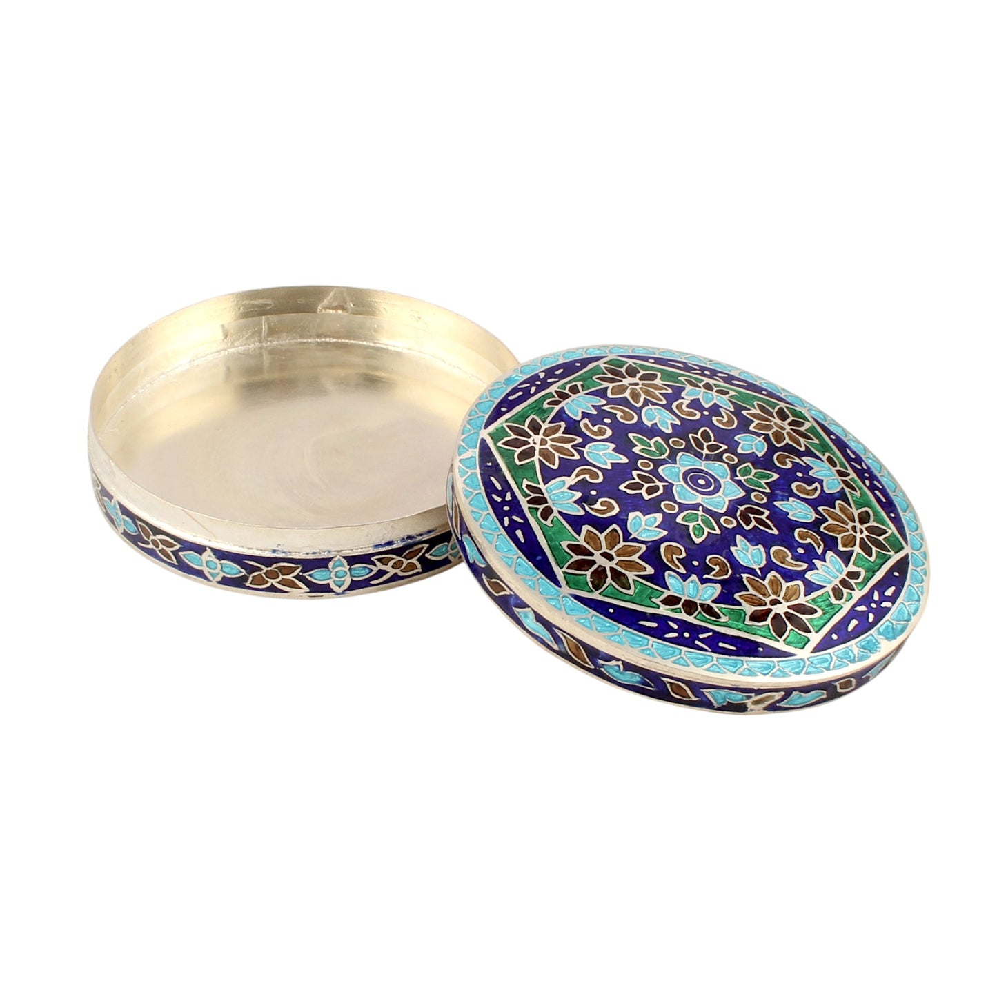 Beautiful Vintage Enamel Work Box 925 Sterling Silver Enamelled Jewelry Store Box