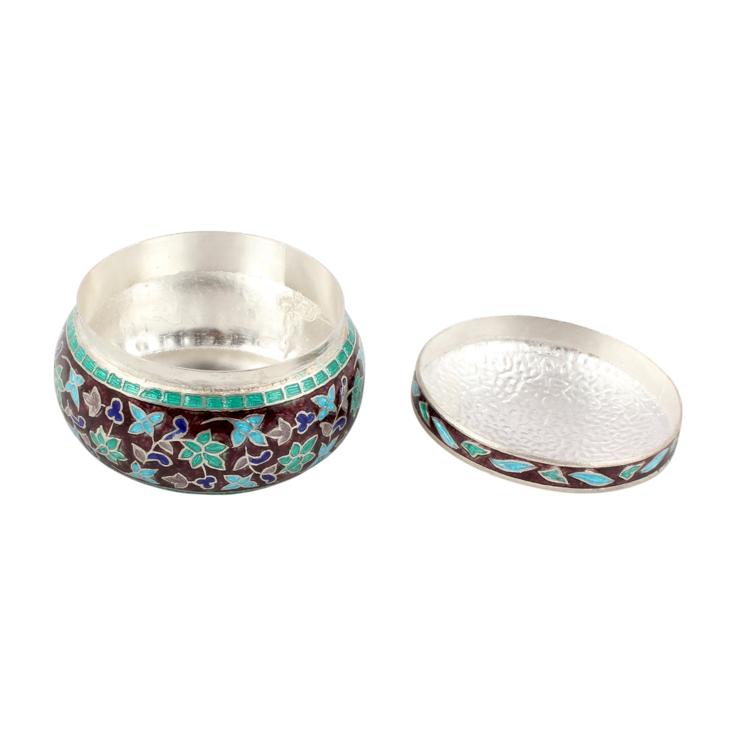 Beautiful Vintage Enamel Work Box 925 Sterling Silver Clisonne Jewelry Store Box