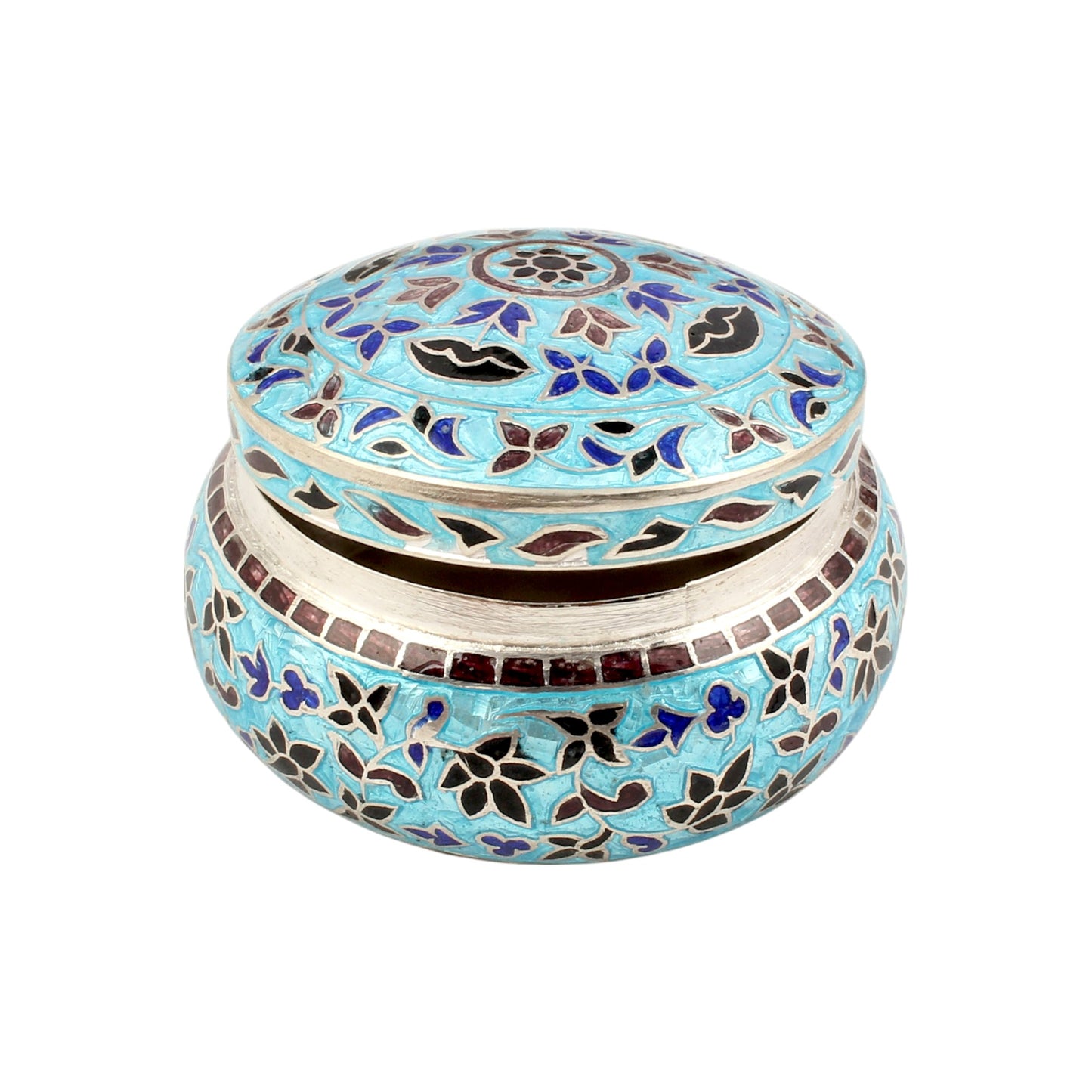 Traditional Enamel Silver Box 925 Sterling Silver Vintage Handmade Jewelry Box