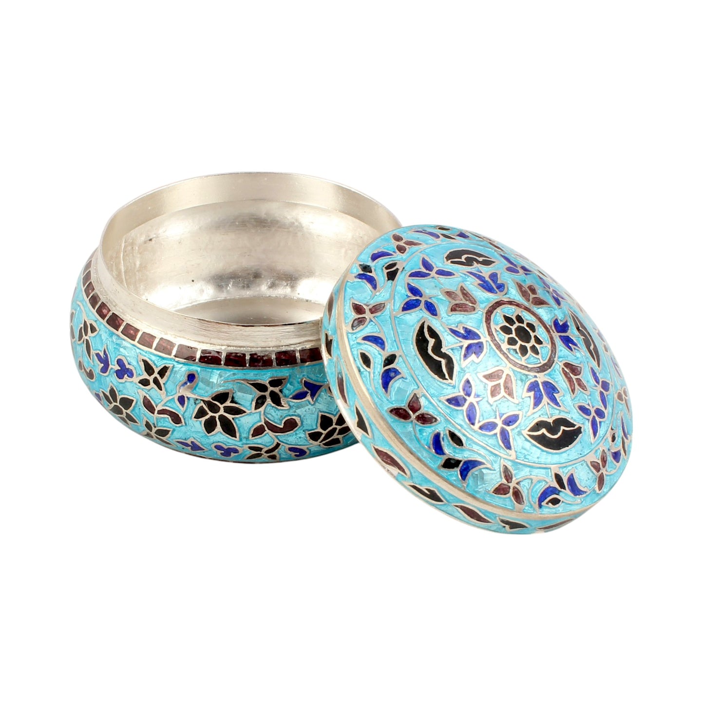 Traditional Enamel Silver Box 925 Sterling Silver Vintage Handmade Jewelry Box